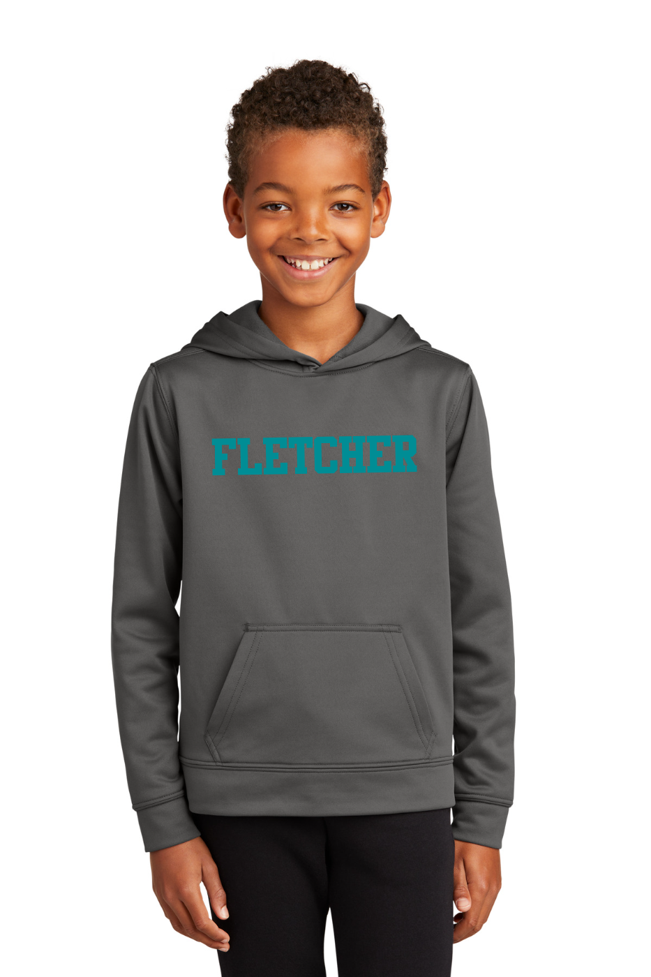 Port & Co ™  Youth Performance Fleece Pullover Hooded Sweatshirt - Charcoal