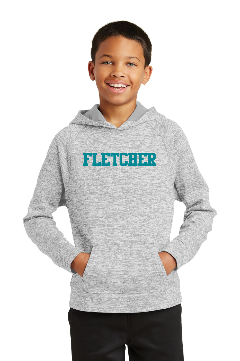 Sport-Tek ®  Youth PosiCharge ®  Electric Heather Fleece Hooded Pullover - Silver Electric