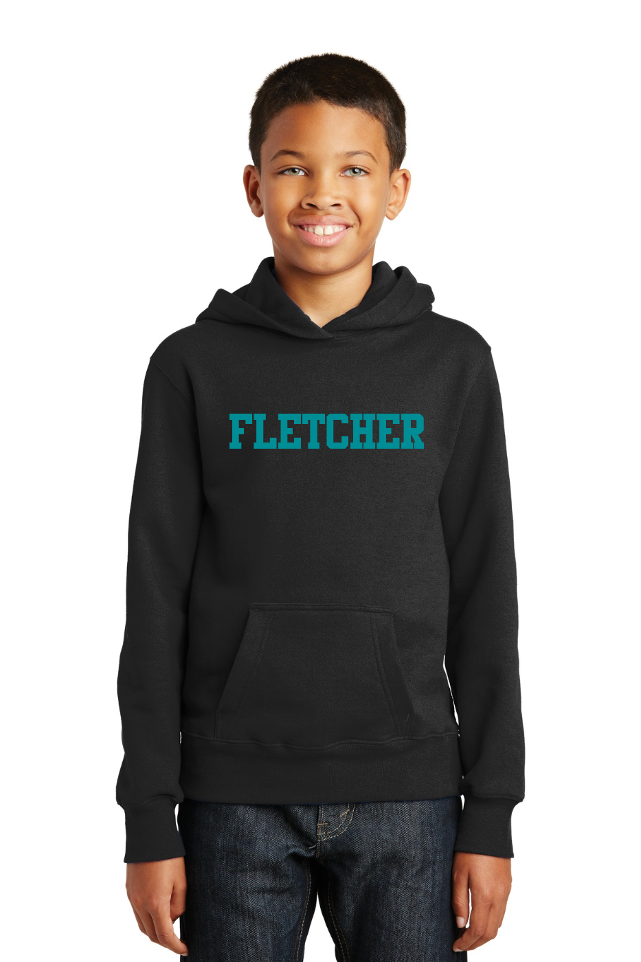 Port & Co™ Youth Performance Fleece Pullover Hooded Sweatshirt-Jet Black