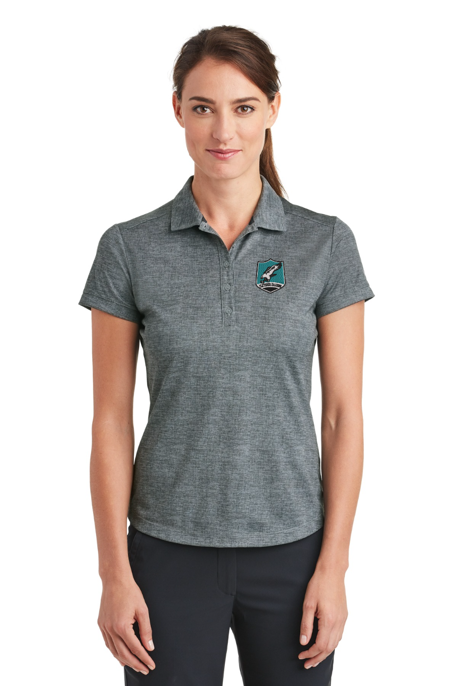 Nike Ladies Dri-FIT Crosshatch Polo - Cool Grey/ Anthracite