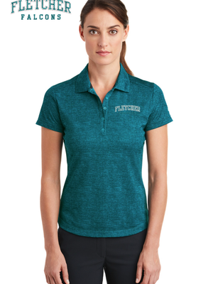 Nike Ladies Dri-FIT Crosshatch Polo. - Blustery/ Navy 