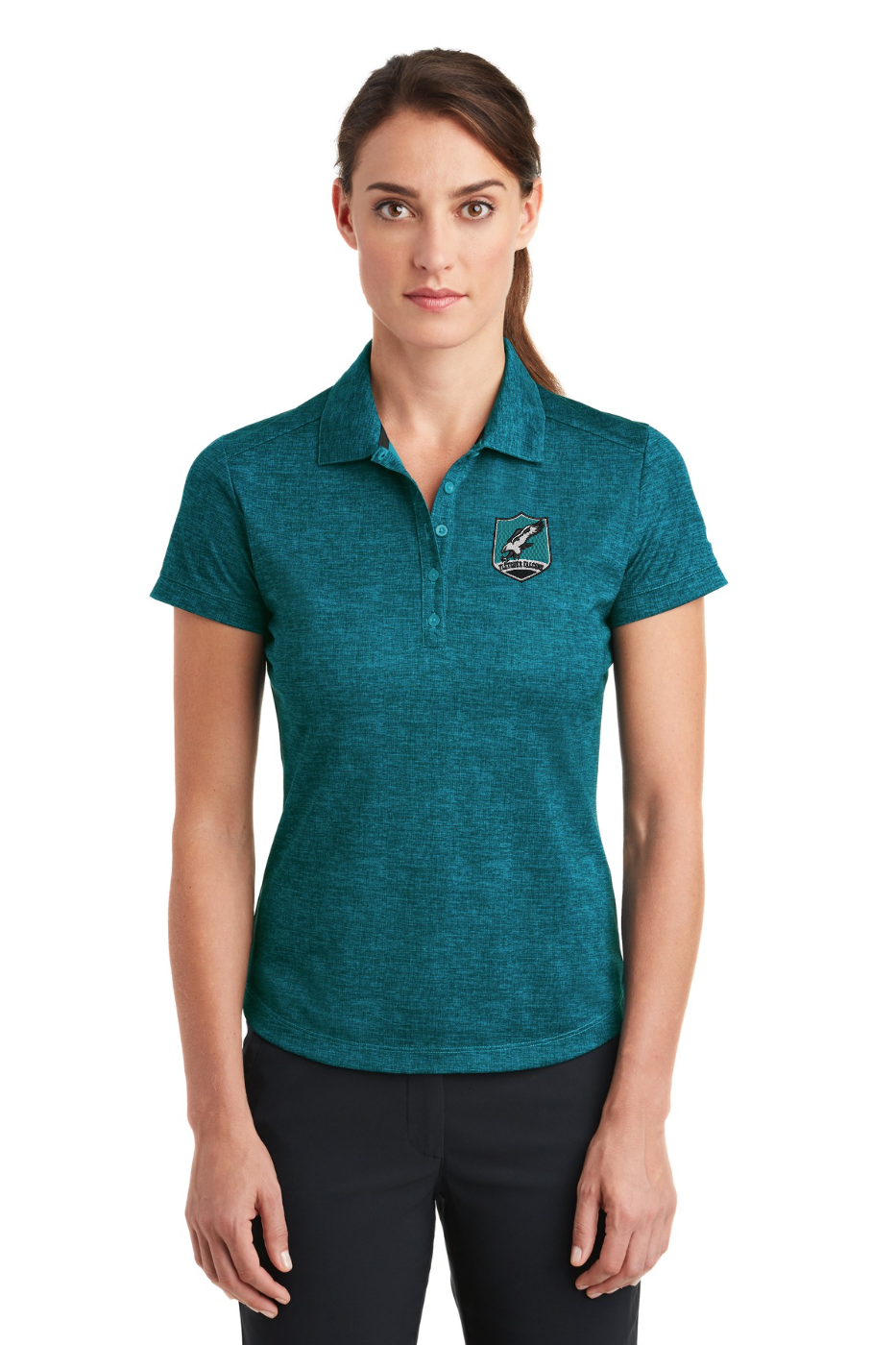 Nike Ladies Dri-FIT Crosshatch Polo. - Blustery/ Navy