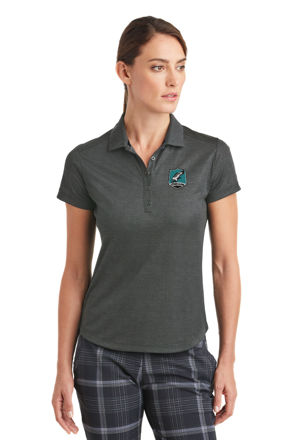 Nike Ladies Dri-FIT Crosshatch Polo - Anthracite/ Black