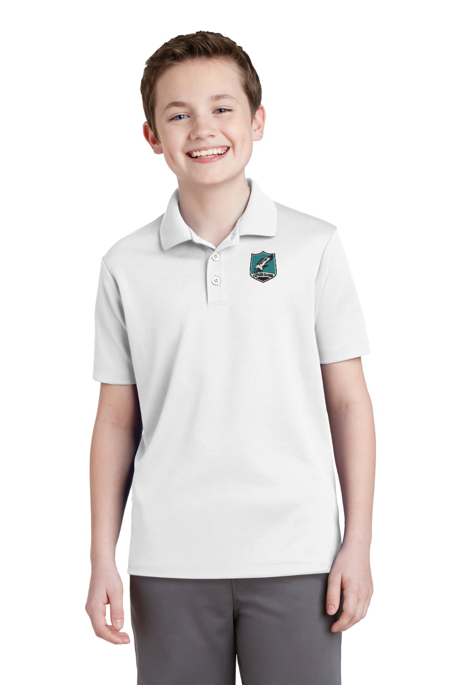 Sport-Tek ®  Youth PosiCharge ®  RacerMesh ®  Polo.  - White